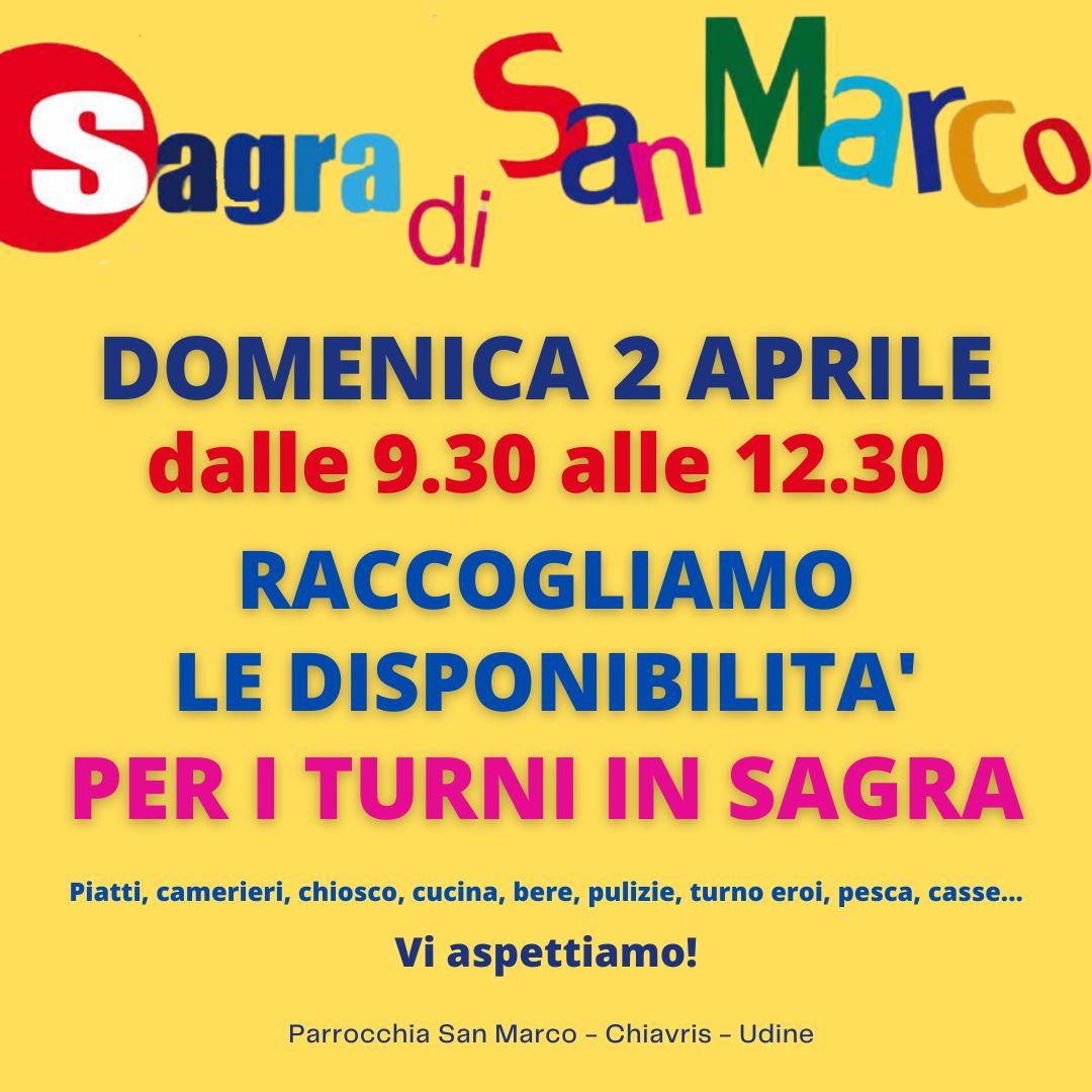 Raccolta turni sagra di San Marco 2023